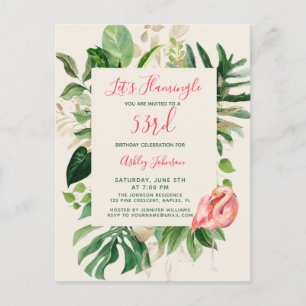 Let's Flamingle ANY YEAR Tropic Birthday Postcard