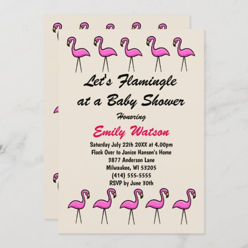 Lets Flamingle at a Baby Shower Invitation Card