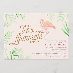 LET'S FLAMINGLE BABY SHOWER FLAMINGO INVITATION