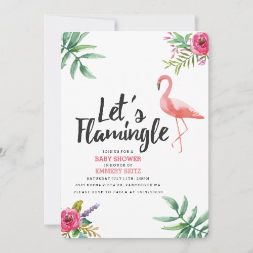 Lets Flamingle Baby Shower Invitation