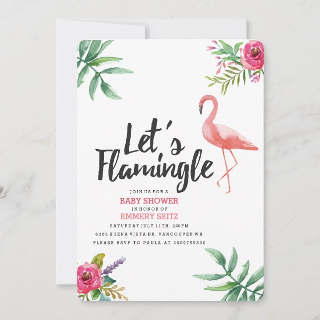 Let's Flamingle Baby Shower Invitation (Front)