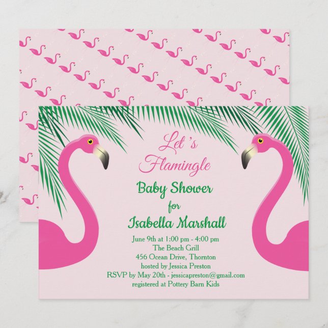 Let's Flamingle Baby Shower Invitation - pink (Front/Back)