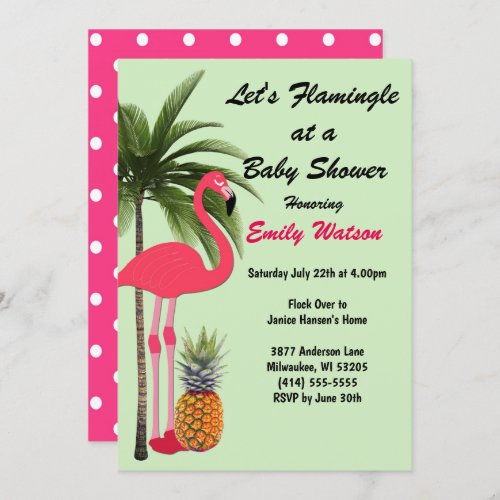 Lets Flamingle Baby Shower Pineapple Dots Invite