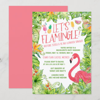 Let's Flamingle Bachelorette Party Invitation