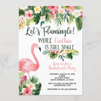 Let's Flamingle- Bachelorette Party Invitation by Pixabelle at Zazzle