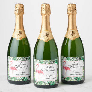 Let's Flamingle Bachelorette Sparkling Wine Labels