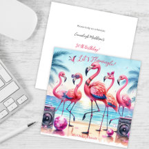 Let's Flamingle Beach Party Birthday Invitation