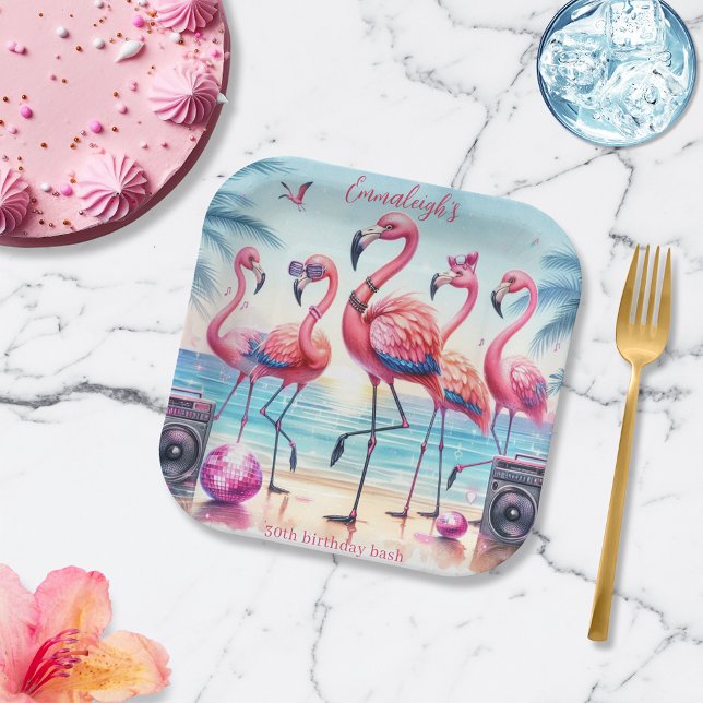 Let's Flamingle Beach Party Birthday Paper Plates (Creator Uploaded)