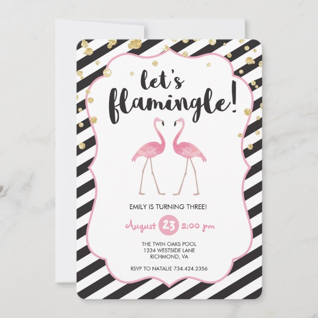 Let's Flamingle Birthday Invitation (Front)