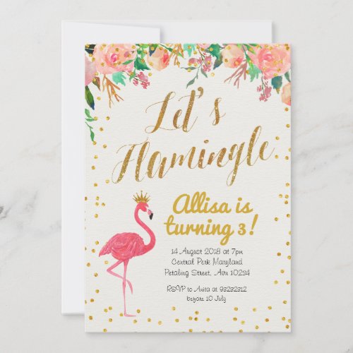 Lets Flamingle Birthday Invitation