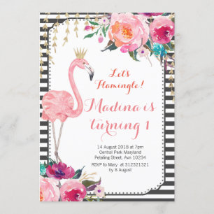 Let's flamingle Birthday Invitation Watercolor