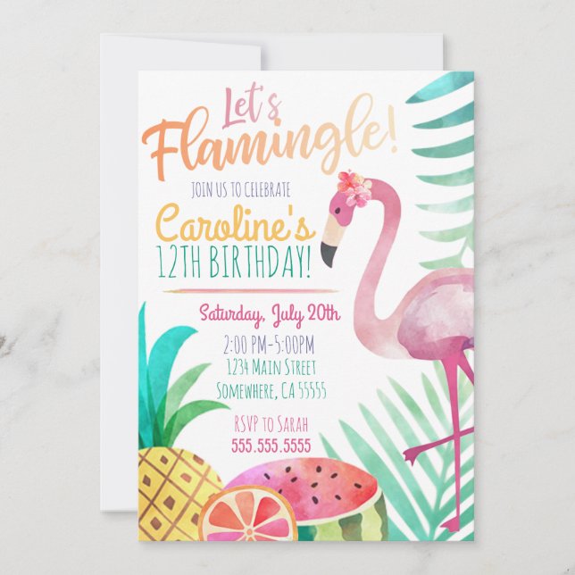 Let's Flamingle Birthday Party Invitation (Front)