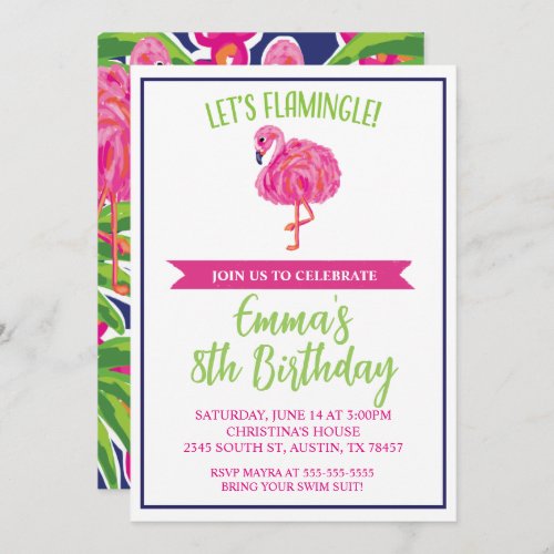 Lets Flamingle Birthday Party Invitation