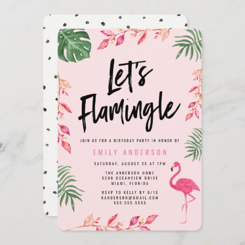 Lets Flamingle  Birthday Party Invitation