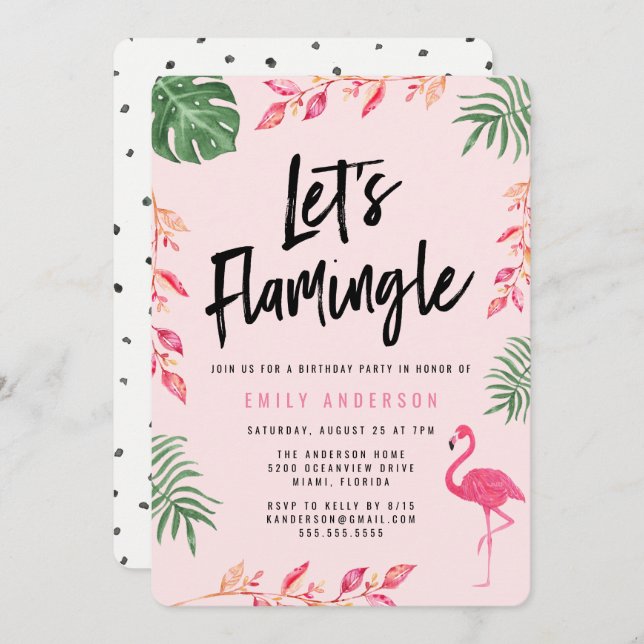 Let's Flamingle | Birthday Party Invitation (Front/Back)