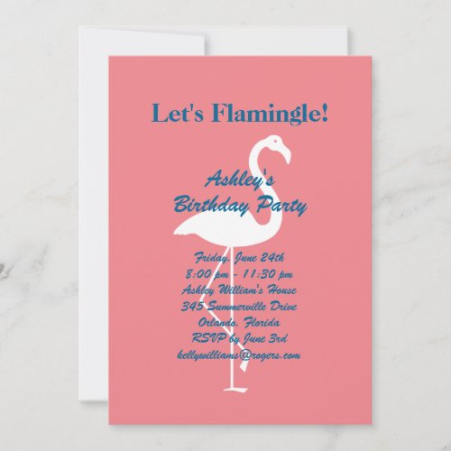 Lets Flamingle Birthday Party Invitation_ Coral Invitation