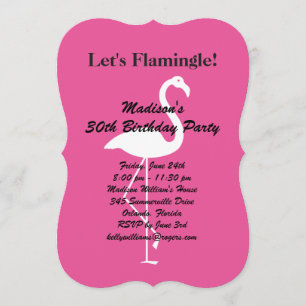 Let's Flamingle Birthday Party Invitation- Fuchsia Invitation