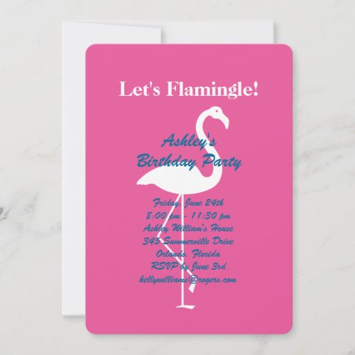 Lets Flamingle Birthday Party Invitation_ Pink Invitation