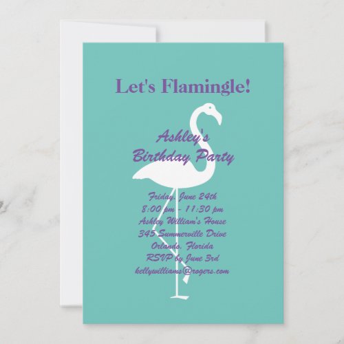 Lets Flamingle Birthday Party Invite _ Turquoise