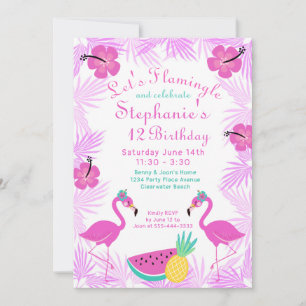 "Let's Flamingle" Birthday Party Pink Invitation