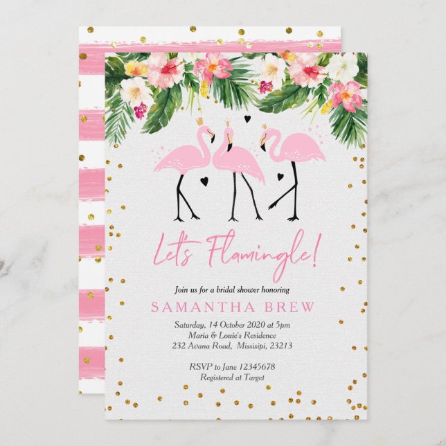 Let's Flamingle Bridal Shower Invitation (Front/Back)