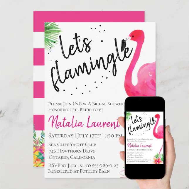 Let's Flamingle Bridal Shower Invitation Zazzle