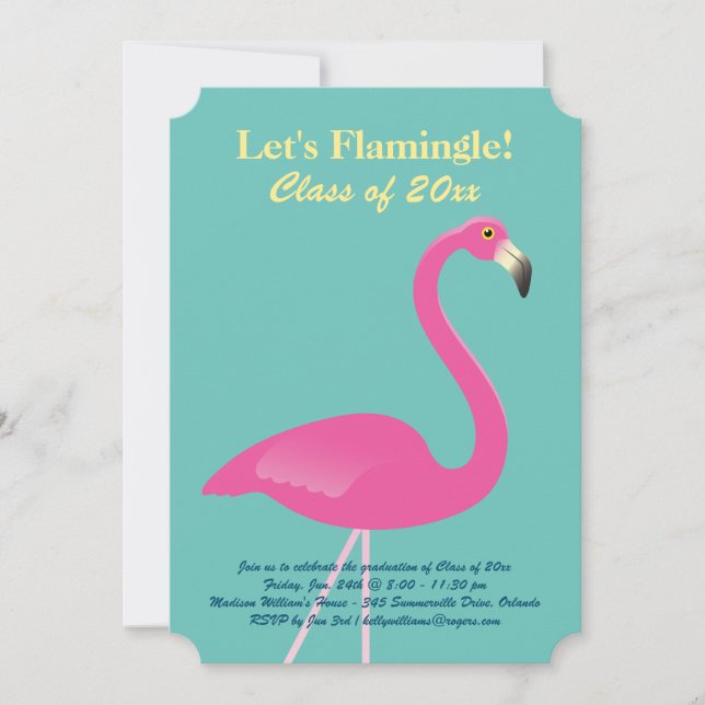 Let's Flamingle Class of 2016 Grad - Turquoise Invitation (Front)