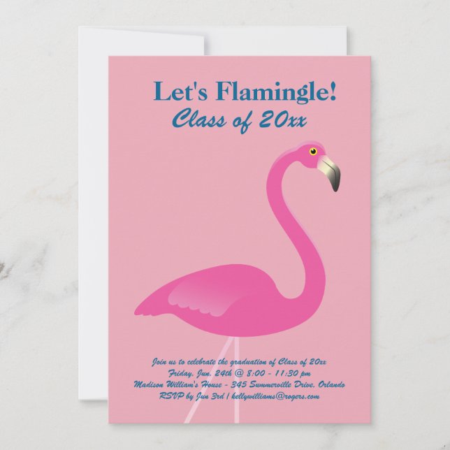 Let's Flamingle Class of 2019 Invitation in Pink (Front)