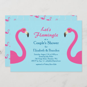 Let's Flamingle Couple's Shower Invite light blue