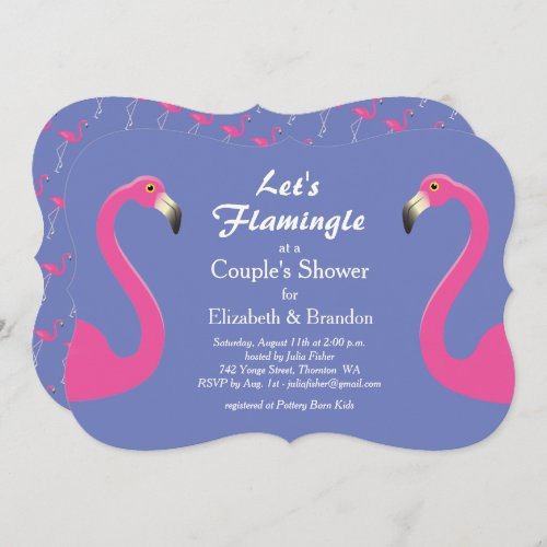 Lets Flamingle Couples Shower Invite _ purple