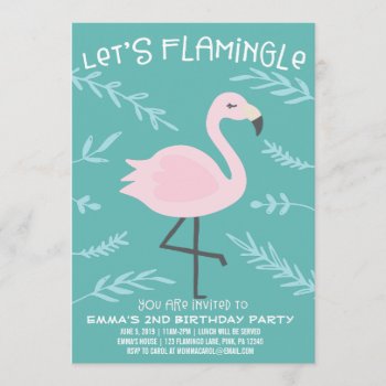 Let's Flamingle Cute Flamingo Pastel Invitation by Popcornparty at Zazzle