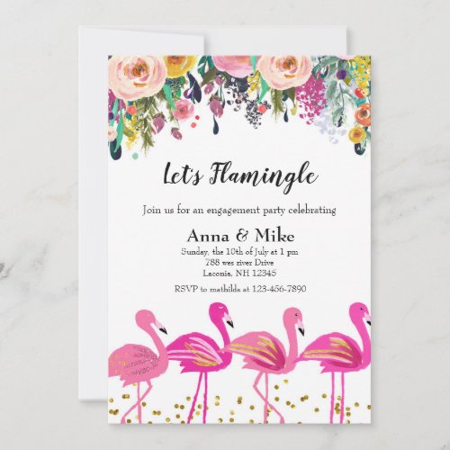Lets Flamingle Engagement Party Invitation