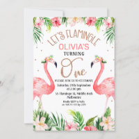 Let's Flamingle Flamingo 1st Birthday Invitation