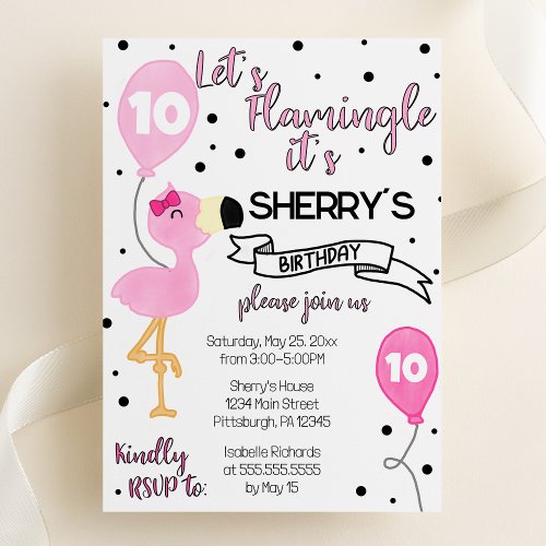 Lets Flamingle Flamingo Birthday Party Invitation