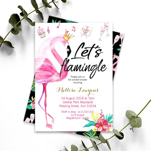 Lets Flamingle Flamingo Bridal Shower Invitation