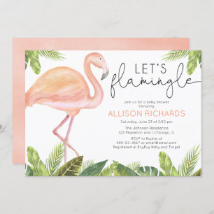 Let's Flamingle Flamingo girl baby shower Invitation