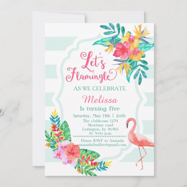 Let's Flamingle - Flamingo Invitation (Front)