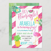 Let's Flamingle Flamingo Party Invitation
