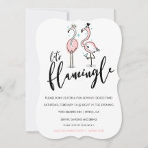 Let's Flamingle Flamingo Scalloped Invitation