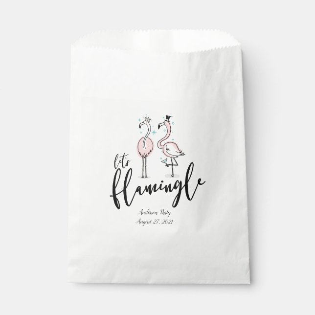 Lets Flamingle Flamingo White Favor Bag (Front)