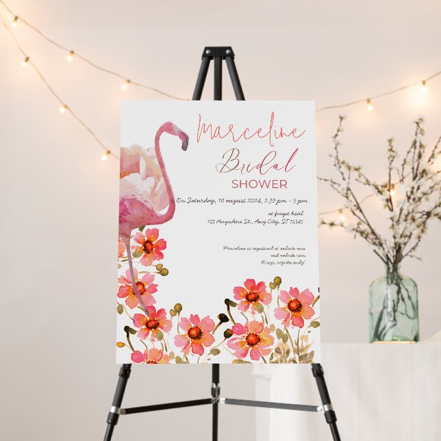 Let's Flamingle Floral Bridal Shower Foam Board (In Situ (Stand))