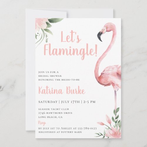 Lets Flamingle Floral Bridal Shower Invitation