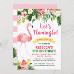Let's Flamingle Floral Summer Kids Birthday Party Invitation<br><div class="desc">Let's Flamingle Floral Summer Kids Birthday Party Invitation. (1) For further customization, please click the "customize further" link and use our design tool to modify this template. (The background color is changeable and all elements are adjustable / removable.) (2) If you prefer Thicker papers / Matte Finish, you may consider...</div>