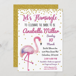 Let's Flamingle Gold Bridal Shower Invitation
