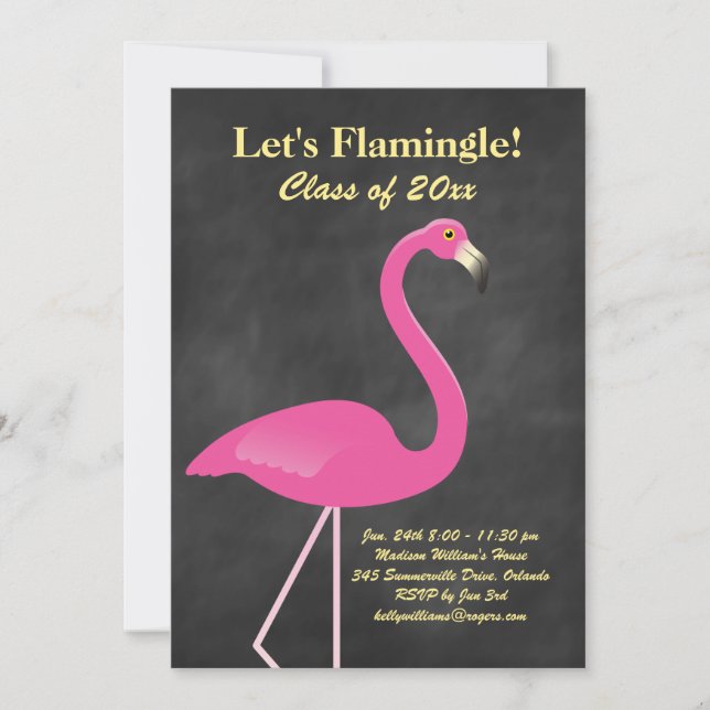 Let's Flamingle Graduation Party - Chalkboard Invitation (Front)