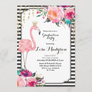 Let's Flamingle Graduation Party Invitation Pink