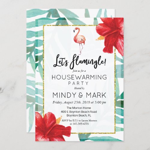 Lets Flamingle Housewarming Invitation