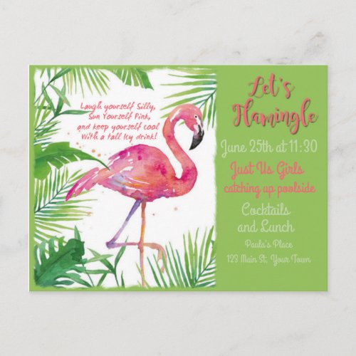 Lets Flamingle Invitation Postcard