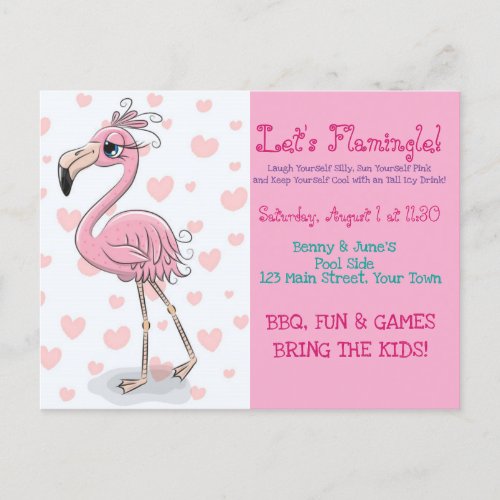 Lets Flamingle Invitation Postcard