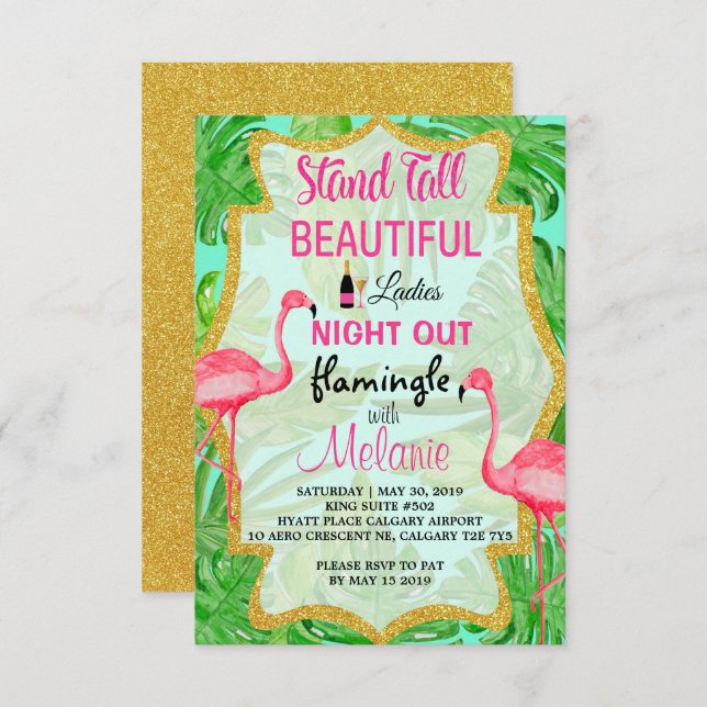 Let's Flamingle Ladies Night Out Invitation (Front/Back)